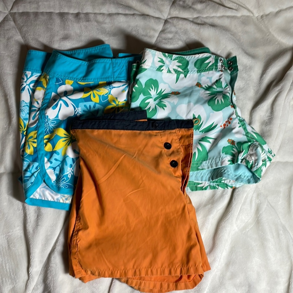 Women’s swim shorts. Brands are Tommy Hilfiger and Royal Robbins, size M and 10.